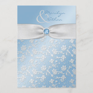 Convite para Casamento Floral Sky Blue e Silver