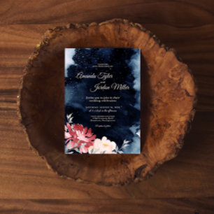 Convite Para Casamento Floral Starry Night