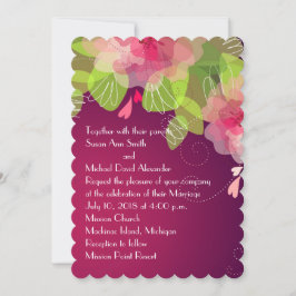 Convite para Casamento Floral Transparente e Roxo