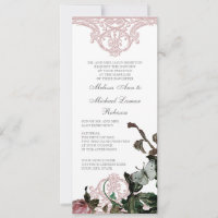 Convite para Casamento Floral - Trellis Rosa Vinta