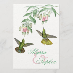 Convite para Casamento Floral Tropical Hummingbird