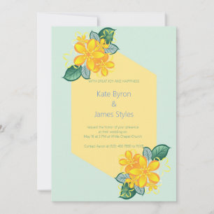 Convite para Casamento Floral Verde e Amarelo