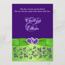 Convite para Casamento Floral Verde Roxo, ARCO IMP