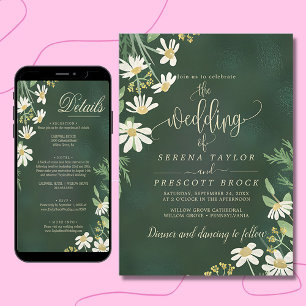 Convite para Casamento Floral Verde Sage para Down
