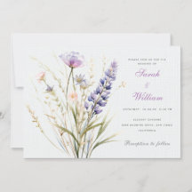 Convite para Casamento Floral Violeta Romântica