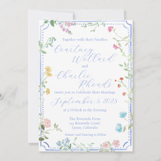 Convite para Casamento Floral Watercolor