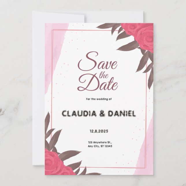 Convite para Casamento Floral Watercolor (Frente)