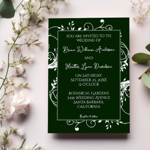 Convite para Casamento Flourado de Emerald Green
