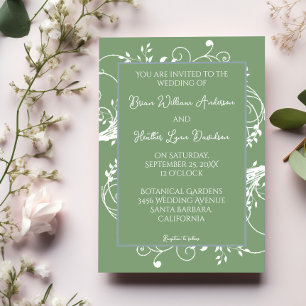 Convite para Casamento Flourish de Moss Green