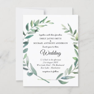 Convite Para Casamento Folhas De Oliva Moderna