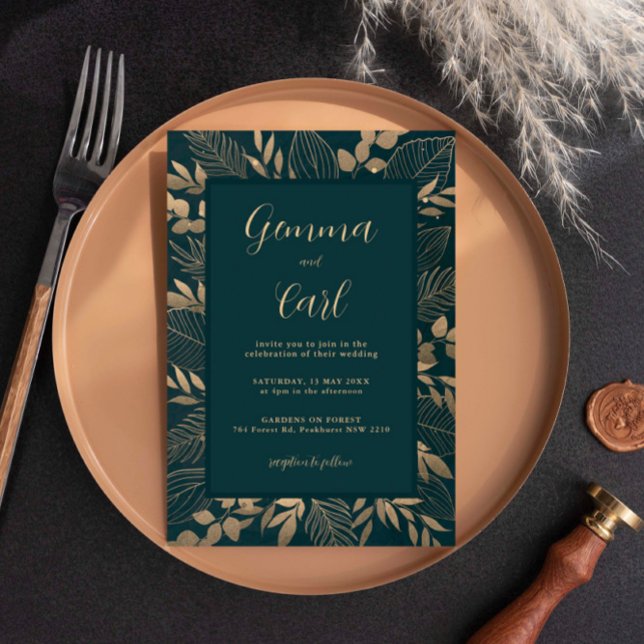 Convite para Casamento Foliar Dourado (Criador carregado)