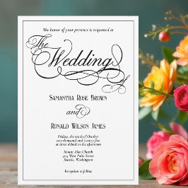 Convite para Casamento Formal Branco Elegante