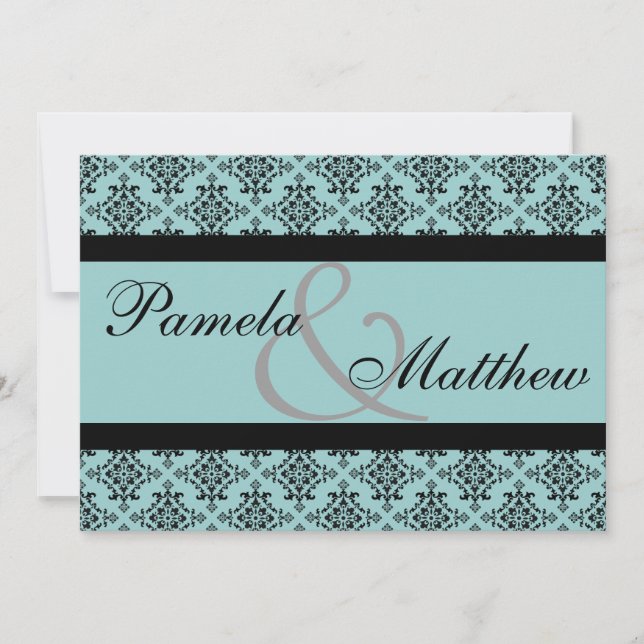 Convite Para Casamento Formal De Damasco E Preto (Frente)