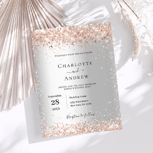 Convite para casamento formal de rosa de prata