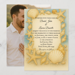 Convite para Casamento Fotográfico de Conchas de T