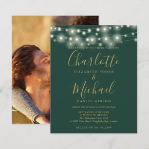 Convite para Casamento Fotográfico de Luzes Dourad