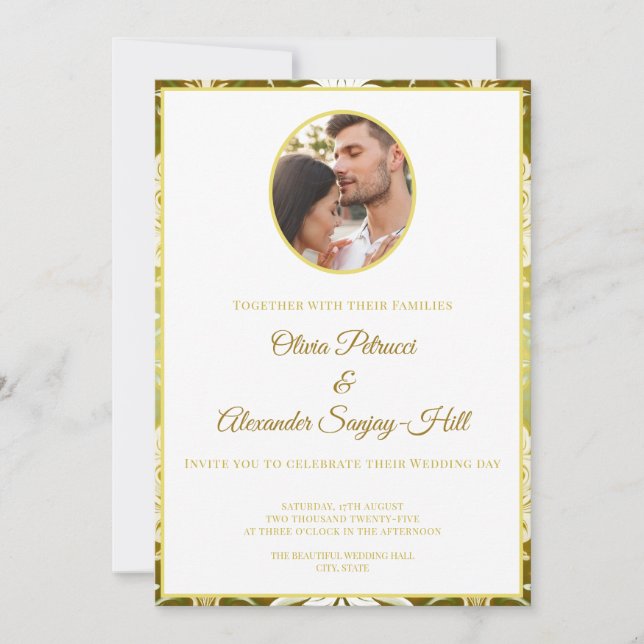 Convite para Casamento Fotográfico do Dourado Dama (Frente)