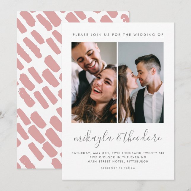 Convite para Casamento Fotográfico do Script Moder (Frente/Verso)