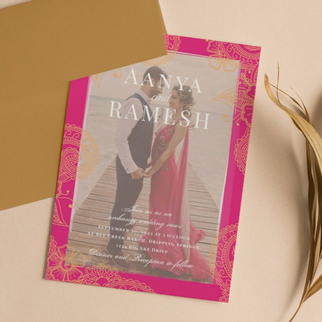 Convite Para Casamento Fotográfico Mehndi (Criador carregado)