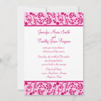 Convite para casamento Fuschia na moda floral whim