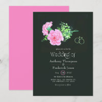 Convite para Casamento Gay de Cravos Rosa