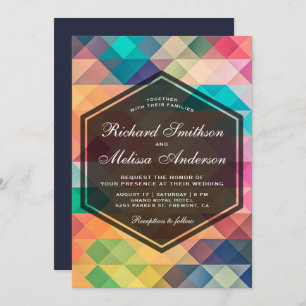 Convite para Casamento Geométrico Mosaico Vibrante