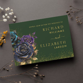 Convite para Casamento Glitter Rosa Gótico Verde