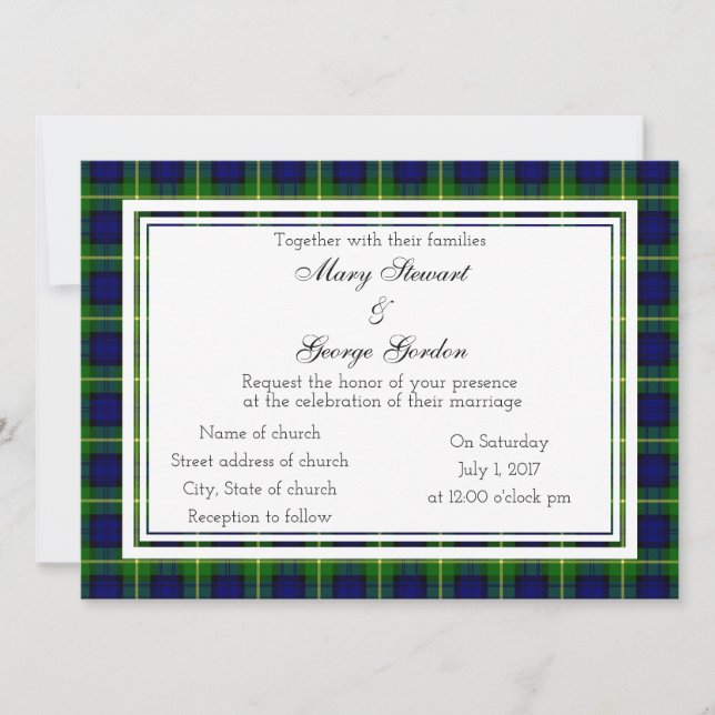 Convite para Casamento Gordon Scottish (Frente)