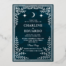 Convite para Casamento Gótico de Silver Foil Celes