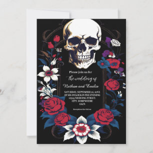 Convite para casamento gótico do legante Skull