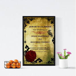 Convite para Casamento Gótico Vermelho e Negro Vit