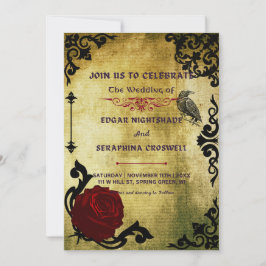 Convite para Casamento Gótico Vermelho e Negro Vit