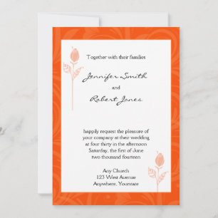 Convite para Casamento Gráfico de Rosa Laranja