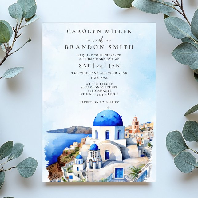 Convite para Casamento Grego (Santorini Greek Wedding Invitation)