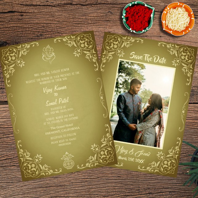 Convite para Casamento Hindu Indiano com Imagem Pe (Criador carregado)