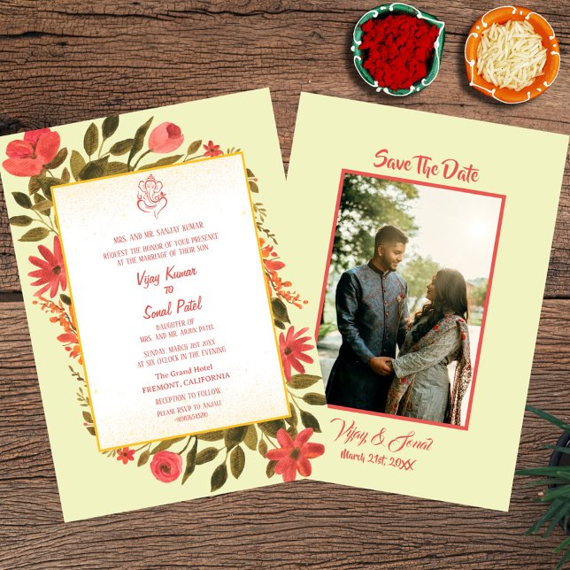 Convite para Casamento Hindu Indiano com Imagem Pe (Criador carregado)