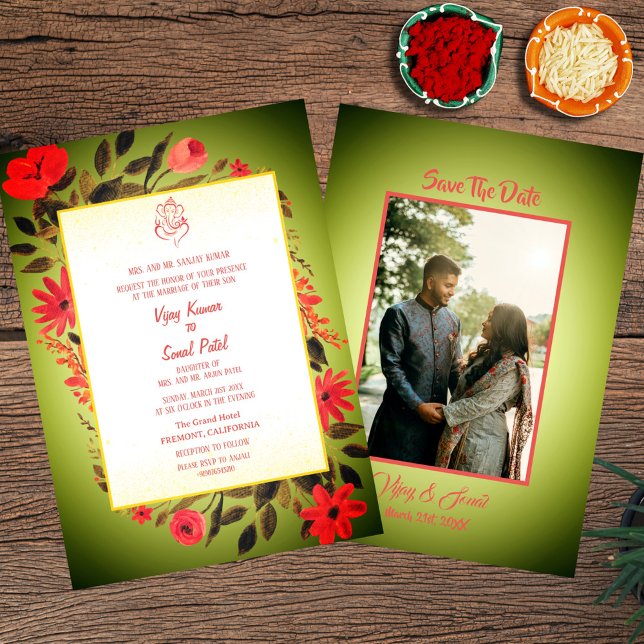 Convite para Casamento Hindu Indiano com Imagem Pe (Criador carregado)
