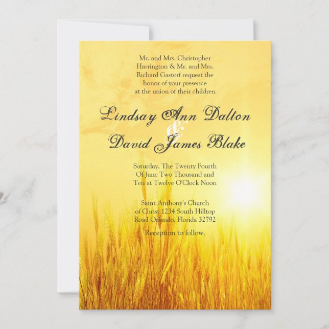 Convite para Casamento Horário de Campo 5x7 (Frente)