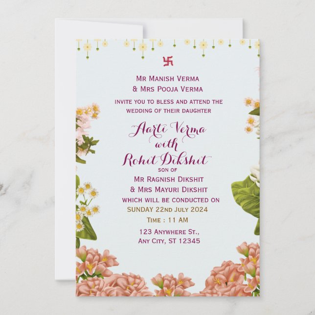 Convite para Casamento Indiano (Frente)