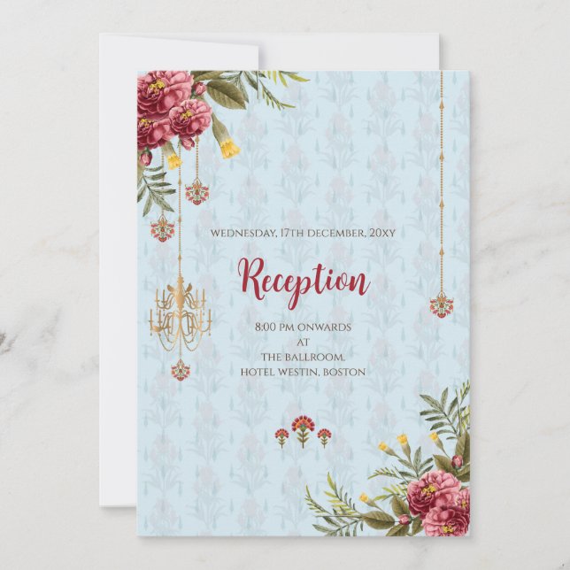 Convite para casamento Indiano Casamento Digital H (Frente)