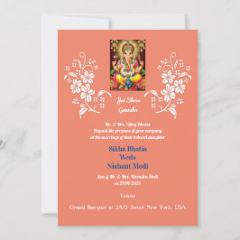 Convite para Casamento Indiano com Ganesha auspici
