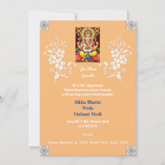 Convite para Casamento Indiano de Ganesha
