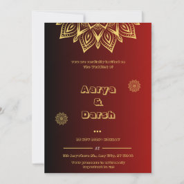 Convite para Casamento Indiano Elegante em Vermelh