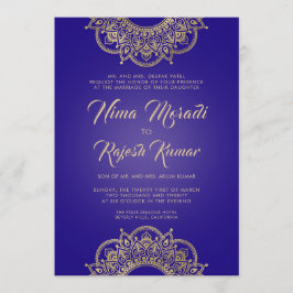 Convite para Casamento Indiano, Roxo, Dourado, Man