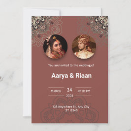 Convite para Casamento Indiano Tradicional em Verm