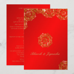 Convite para Casamento Índio Flor Vermelho e Doura