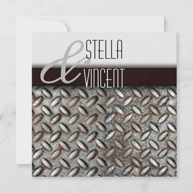 Convite para Casamento Industrial Diamondplate (Frente)