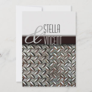 Convite para Casamento Industrial Diamondplate