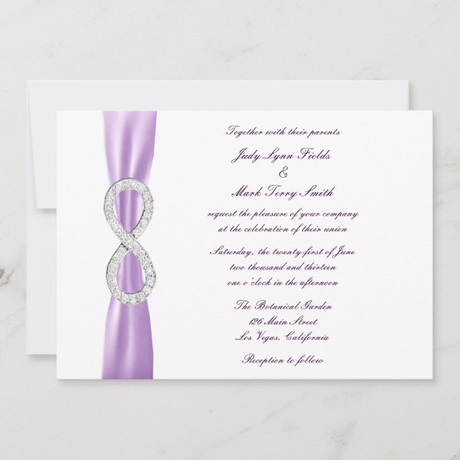Convite para Casamento Infinito de lavanda Diamond (Frente)