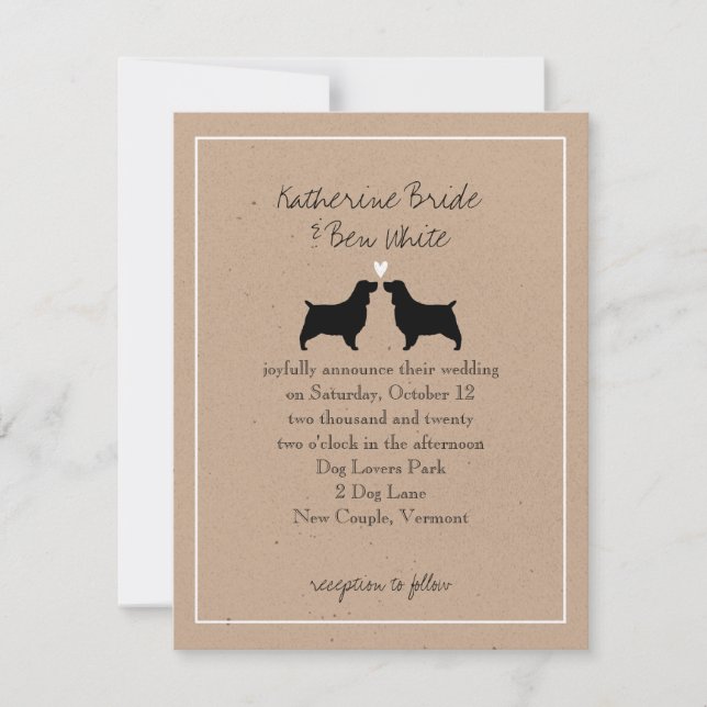 Convite para Casamento Inglês Springer Spaniels (Frente)